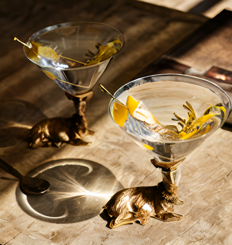 12 oz Matte Black and Gold Designer Cocktail Glasses, Double Old