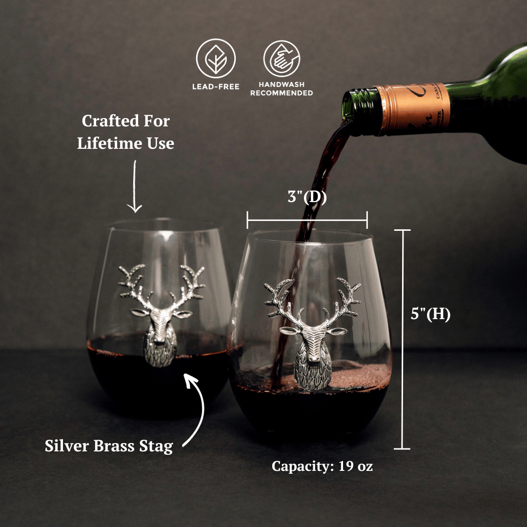 deer wine glasses, stemless red wine glasses, best stemless wine glasses, wine glass gift box, stag wine glasses, antler wine glasses, deer wine glasses,