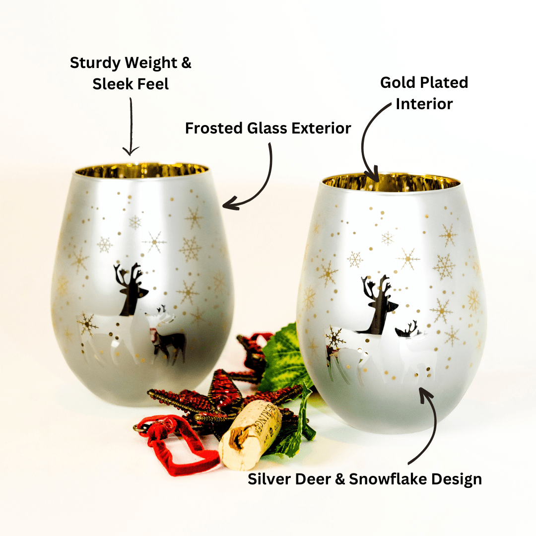Gold & Silver Deer Wine Glasses