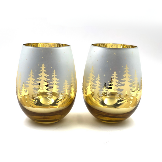 christmas wine glasses hand painted, painted christmas wine glasses, christmas stemless wine glass, stemless christmas wine glasses