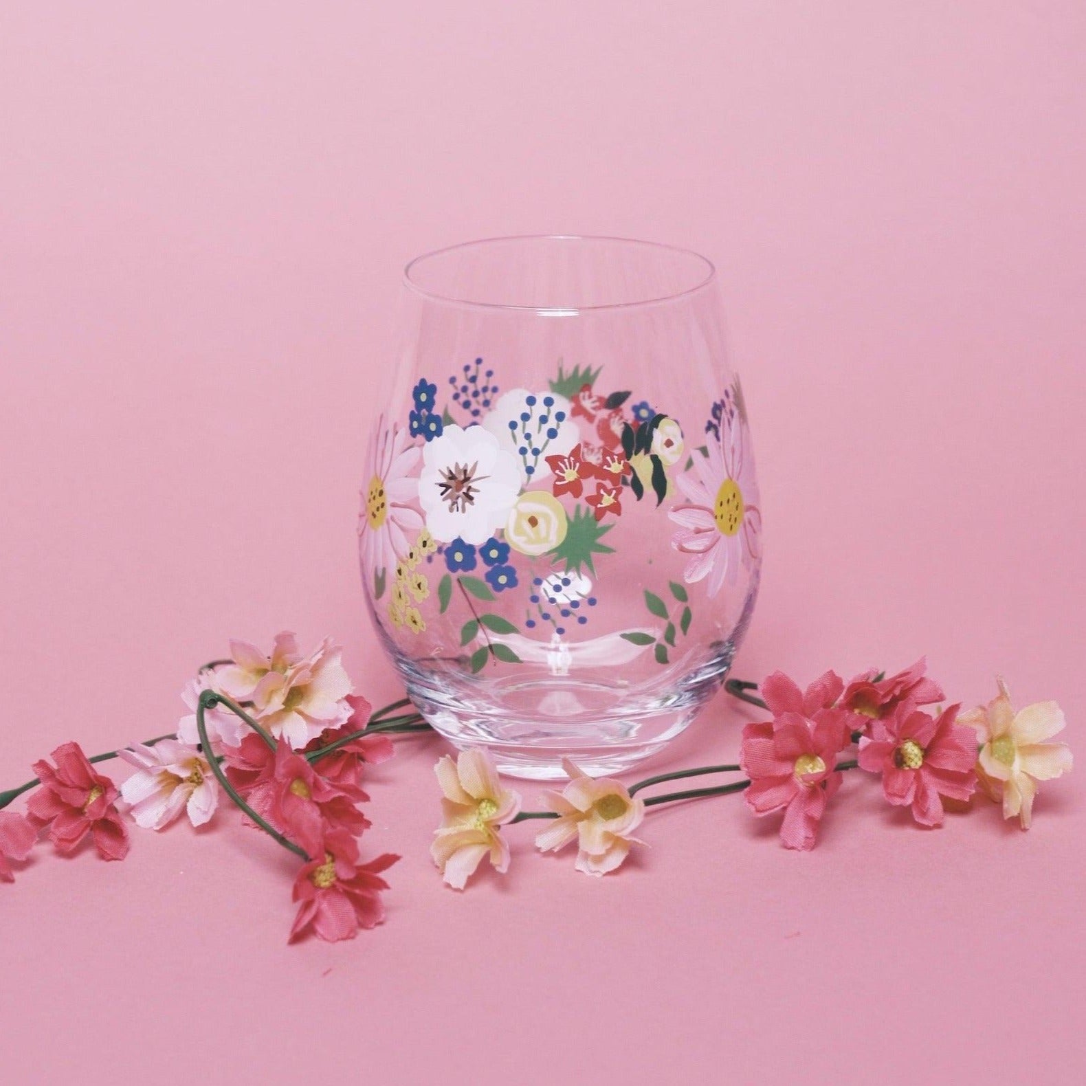 21+ Painted Flower Wine Glasses