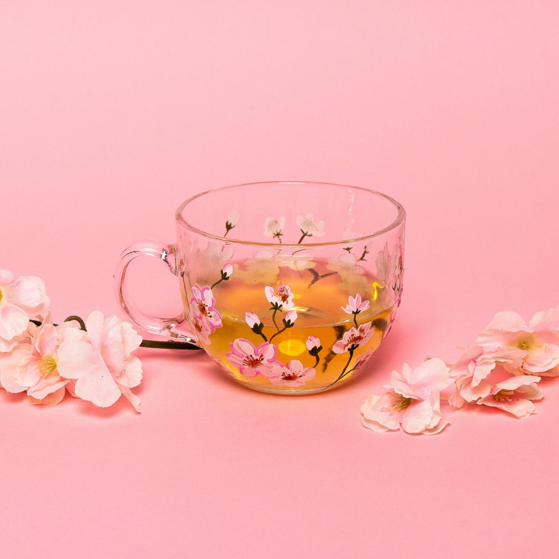 Elegant Blossom Glass Mugs