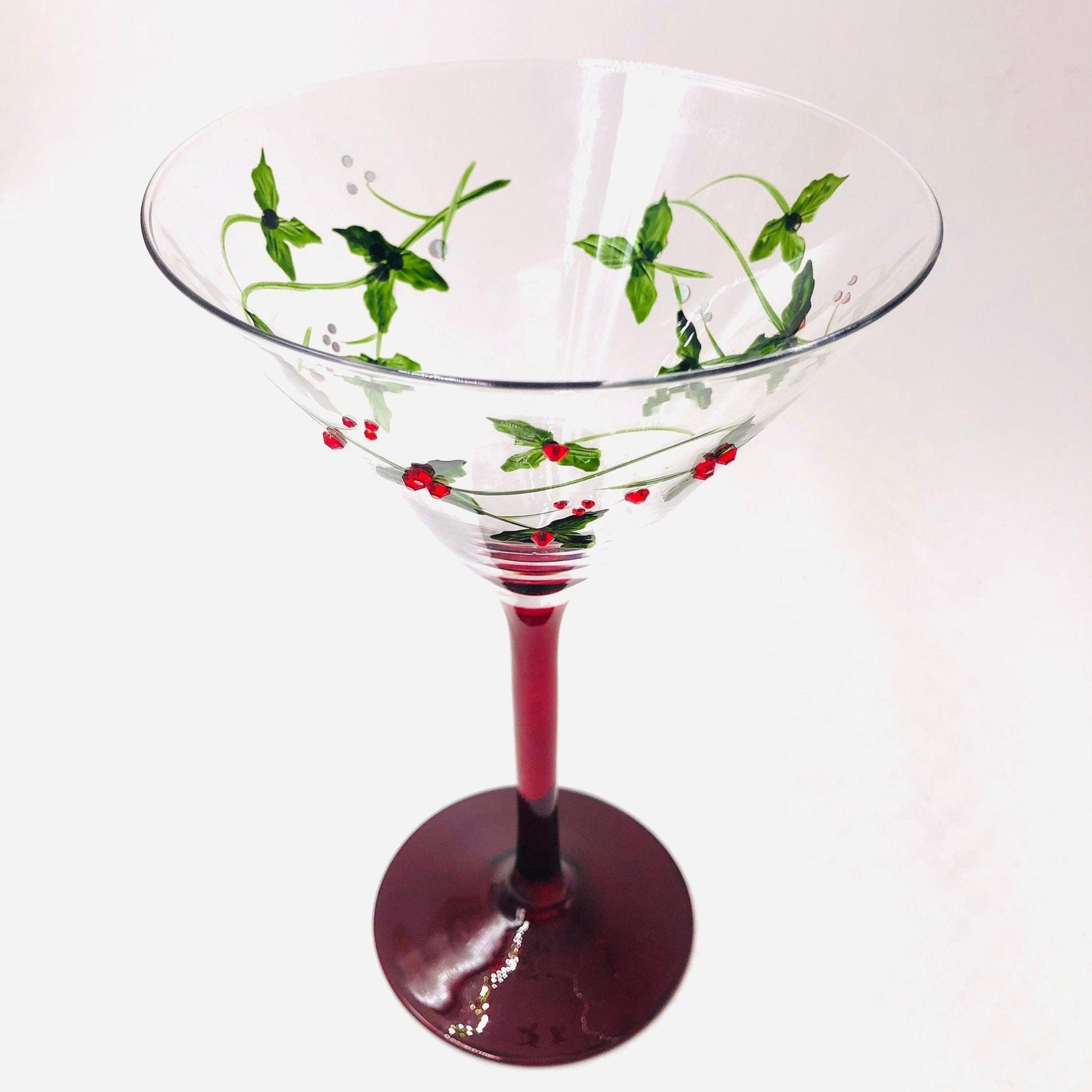 Pair of Funky Colorful Hand Painted Martini Glasses