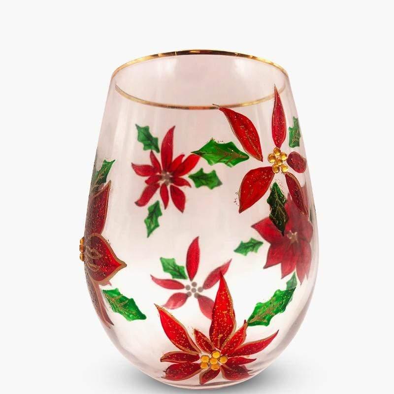 Red Wine Glasses Set of 2, Unique Hand Painted Wine Glasses